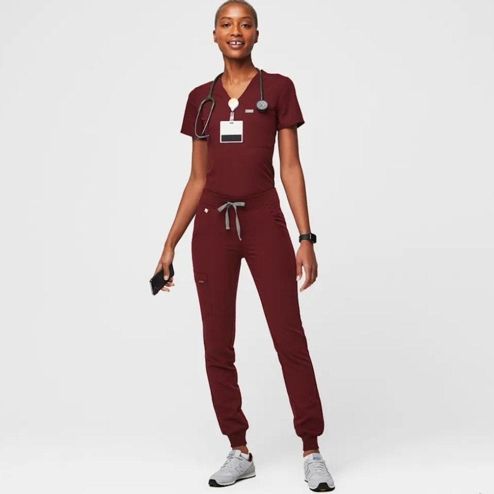 Figs Zamora Jogger Scrub Pants Burgundy Women's‎ Small Nurse Healthcare